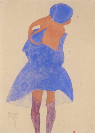 Fille debout, vue de dos - Egon Schiele