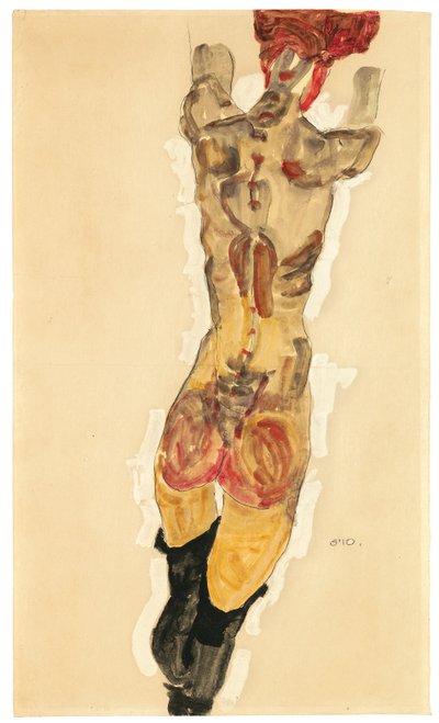 Nu debout de dos - Egon Schiele