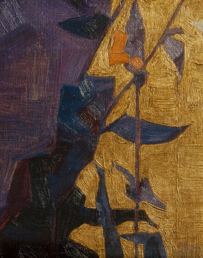 Fleur stylisée sur fond décoratif ... (bronze) - Egon Schiele