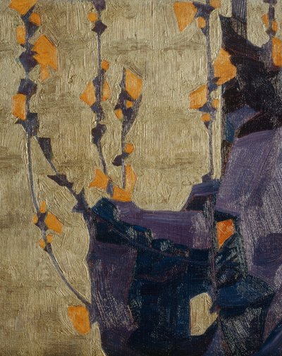 Fleur stylisée sur fond décoratif ... (bronze) - Egon Schiele