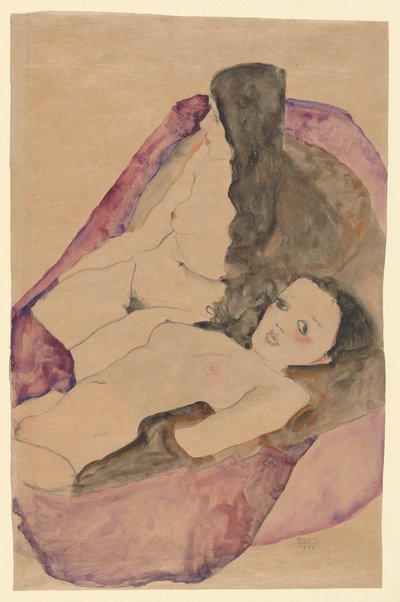Deux nus allongés - Egon Schiele