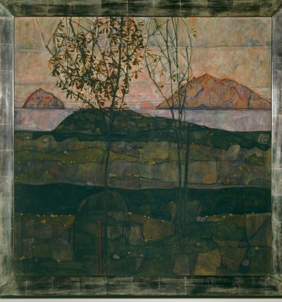 Versinkende Sonne (oil on canvas) - Egon Schiele