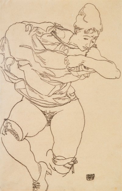 Femme se déshabillant, 1917 - Egon Schiele