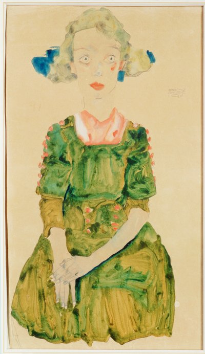 Jeune fille avec un ruban bleu - Egon Schiele