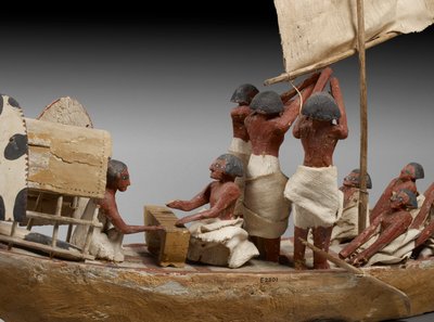 Modèle de bateau funéraire, de Beni Hasan, probablement Moyen Empire, c.2060-1786 (détail) - Egyptian