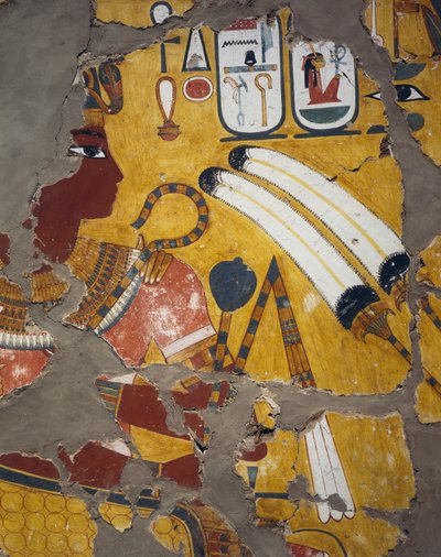 Amenhotep III avec flabellum, sceptre et fléau, peinture de la tombe d