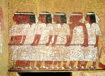 Cortège tirant le catafalque du roi, de la tombe de Toutankhamon (c.1370-52 av. J.-C.) Nouveau Royaume - Egyptian 18th Dynasty