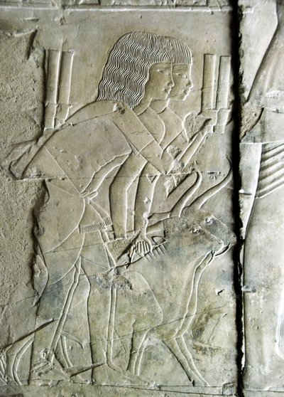 Antiquité égyptienne : relief de la tombe de Kha em Het (Khaemhat) inspecteur des greniers et scribe à la cour d