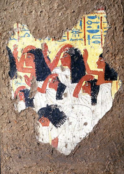 Antiquité égyptienne : fresque de la tombe du peintre Maia, un groupe de pleureuses. 18e dynastie. De la chapelle de Maia, Deir el-Medineh (el Medineh), Nouvel Empire Dim. 67 cm Turin, musée égyptien - Egyptian 18th Dynasty