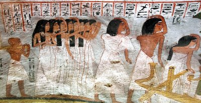Antiquité égyptienne: procession de pleureuses. Peinture de la tombe de Roy - Egyptian 18th Dynasty