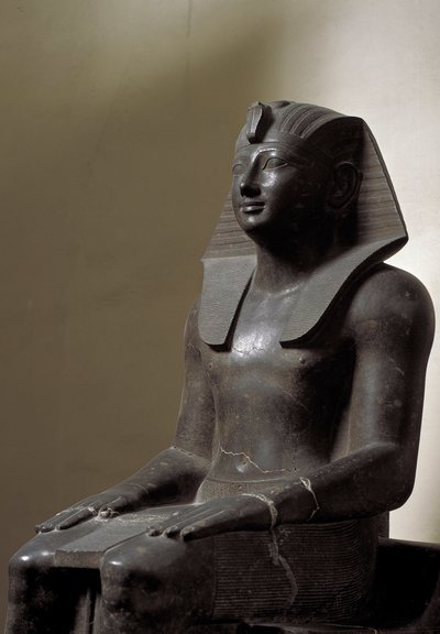 Antiquité égyptienne : sculpture en basanite représentant le pharaon Thoutmosis III. 18ème dynastie - Egyptian 18th Dynasty
