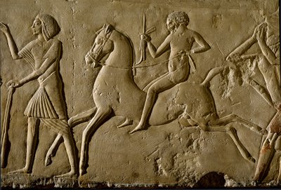 Antiquité égyptienne : "guerrier à cheval". Relief d