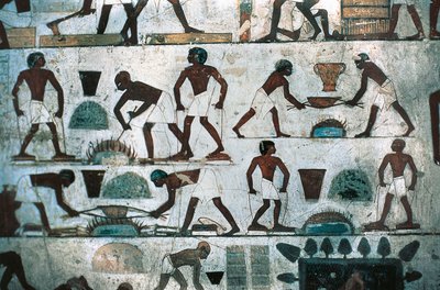 Opérations de fonderie, mur sud de la tombe de Rekhmire, Nouvel Empire (peinture murale) - Egyptian 18th Dynasty