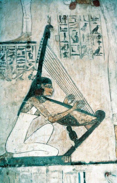 Fresques représentant une scène de banquet funéraire, avec harpiste, du Nouvel Empire - Egyptian 18th Dynasty