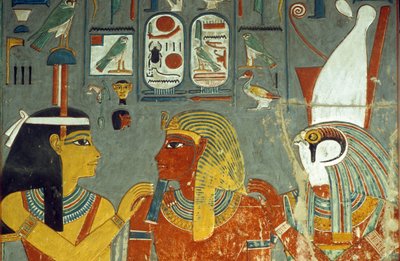 Horus, Horemheb et Hathor, de la tombe de Horemheb (c.1323-1295 av. J.-C.) Nouvel Empire - Egyptian 18th Dynasty