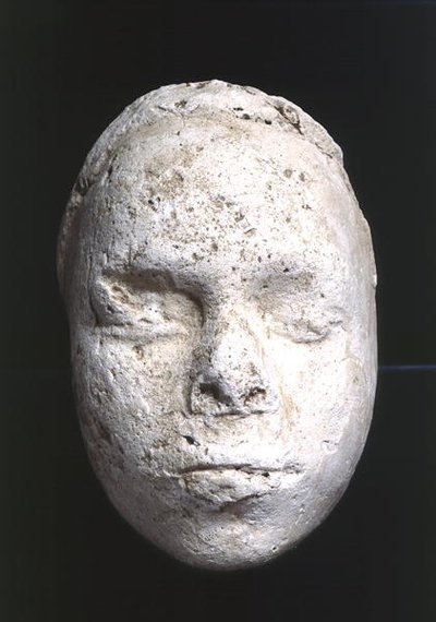 Masque masculin, peut-être une étude de sculpteur, de Tell El-Amarna, c.1353-1295 av. J.-C. (plâtre) - Egyptian 18th Dynasty