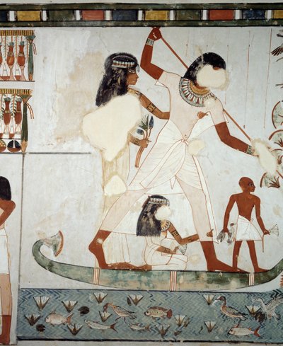 Menna et sa famille pêchant et chassant dans les marais du Nil (détail) - Egyptian 18th Dynasty