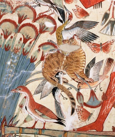 Nebamun chassant dans les marais avec sa femme et sa fille, partie d