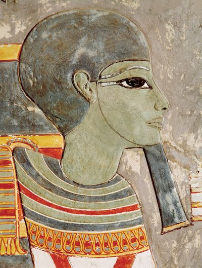 Relief peint du dieu Ptah dans la vallée des Rois, de la tombe de Horemheb - Egyptian 18th Dynasty