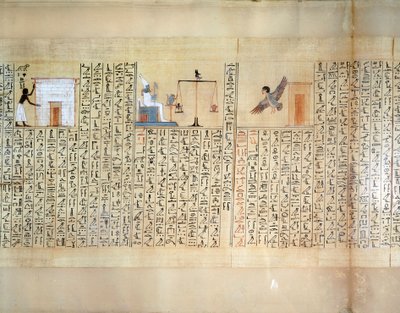 Papyrus représentant la pesée du cœur, du Livre des Morts de Maiherperi - Egyptian 18th Dynasty