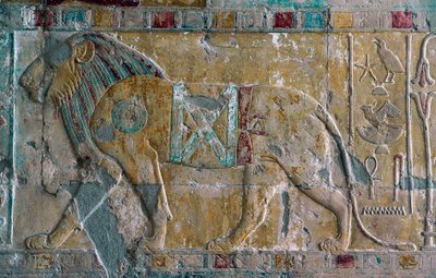Relief représentant Hatchepsout en lion, Temple funéraire d