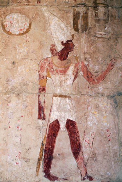 Relief représentant Thoutmôsis III portant la couronne de Basse-Égypte, Temple funéraire de la reine Hatchepsout, Deir el-Bahari, Nécropole thébaine (Liste du patrimoine mondial de l