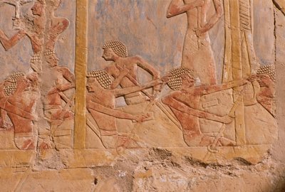 Relief représentant des hommes ramant sur un bateau (détail) - Egyptian 18th Dynasty