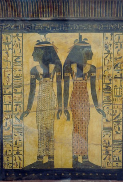 Selket et Neith, détail décoratif du sarcophage de Maiherpri, civilisation égyptienne, Nouvel Empire, XVIIIe dynastie - Egyptian 18th Dynasty