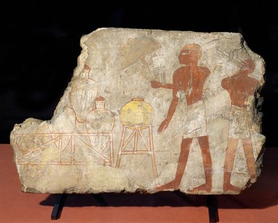 Serviteurs avec des amphores dans leurs stands ... - Egyptian 18th Dynasty