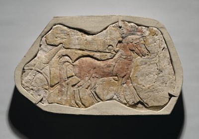 Un attelage de deux chevaux tirant un char, de Tell el-Amarna, Nouvel Empire, c.1353-1336 av. J.-C. - Egyptian 19th Dynasty