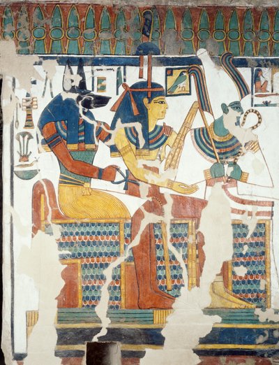 Anubis, Osiris et Néfertari, de la deuxième chambre de la tombe de Néfertari (détail) - Egyptian 19th Dynasty
