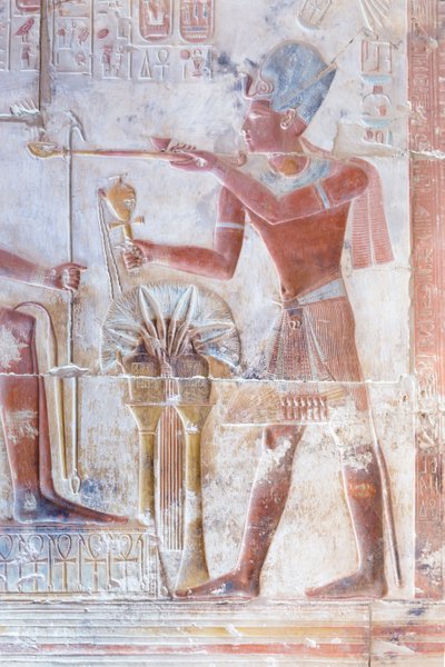 Relief coloré, temple de Séthi Ier, Abydos, Égypte - Egyptian 19th Dynasty