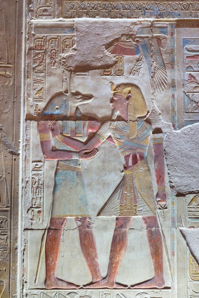 Relief coloré, temple de Séthi Ier, Abydos, Égypte - Egyptian 19th Dynasty