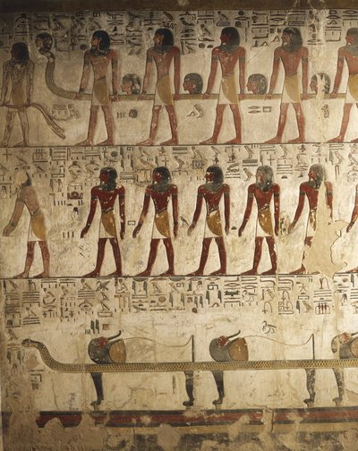 Égypte, Louxor, Vallée des Rois, Tombe de Séthi Ier, Relief de scènes peintes du Livre des Portes - Egyptian 19th Dynasty