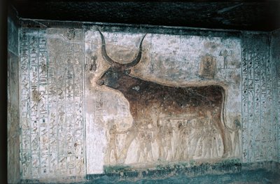 Égypte, Louxor, Vallée des Rois, tombe de Séthi Ier, fresques intérieures représentant la déesse Nout en vache - Egyptian 19th Dynasty