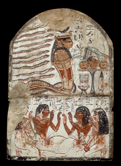 Antiquité égyptienne : stèle par le sculpteur Ken, artisan à Deir el Medineh. Époque Ramsès II (1290-1224 av. J.-C.) Bordeaux, musée d