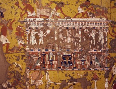 Fabrication de bière sculptée, fresque, Tombe du sculpteur Ipy, Deir el-Medina, Nécropole thébaine (Liste du patrimoine mondial de l