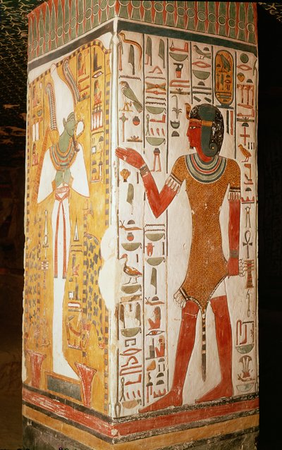Pilier représentant Osiris et un prêtre portant une peau de panthère, de la Tombe de Néfertari, Nouvel Empire - Egyptian 19th Dynasty