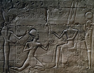 Ramsès II devant Amon-Rê, relief, Grande Salle Hypostyle, Temple d