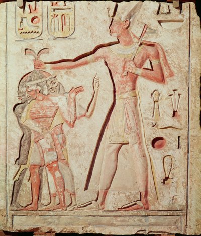 Ramsès (1279 - 1213 av. J.-C.) frappant ses ennemis (relief en calcaire peint, 19e dynastie) - Egyptian 19th Dynasty
