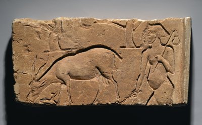 Relief représentant un chevrier avec une chèvre et des arbres, peut-être de Tell el-Amarna, Nouvel Empire, 1350-1333 av. J.-C. - Egyptian 19th Dynasty