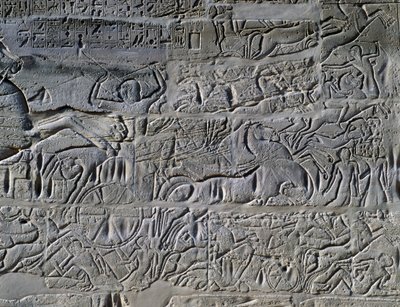 Campagnes de Séthi Ier en Syrie et en Palestine, relief, mur extérieur nord de la grande salle hypostyle, complexe du temple de Karnak (Liste du patrimoine mondial de l