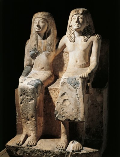 Groupe statuaire représentant le scribe Pendua et sa femme Nefertari - Egyptian 19th Dynasty