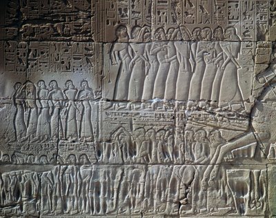 Les conquêtes de Séthi Ier en Syrie et en Palestine, relief, mur extérieur de la Grande Salle Hypostyle, Temple d