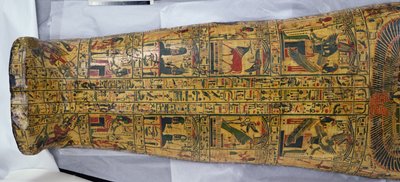 Détail du couvercle de la momie de Nesyamun, probablement trouvé à Deir el-Bahari, Nouvel Empire, vers 1100 av. J.-C. (bois peint) - Egyptian 20th Dynasty
