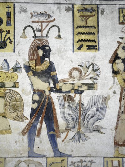 Égypte, Thèbes, Louxor, Vallée des Rois, Tombe de Ramsès III, peinture murale des offrandes rituelles, de la vingtième dynastie - Egyptian 20th Dynasty