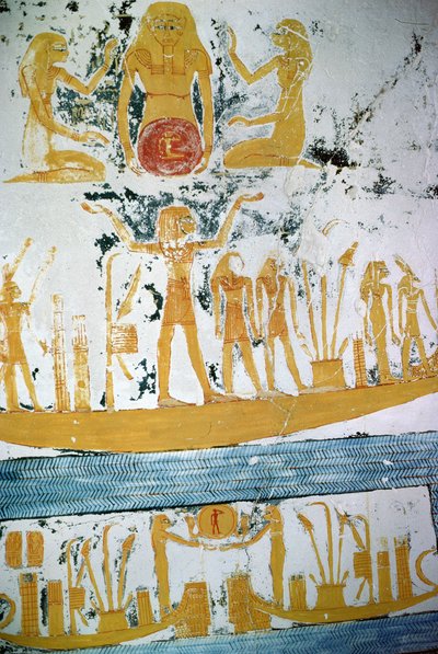 Rê dans le bateau de nuit, de la tombe de Ramsès VI, Nouvel Empire (vers 1145-1137 avant J.-C.) - Egyptian 20th Dynasty