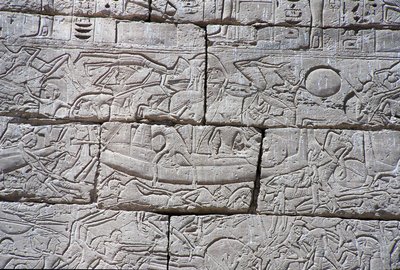 Les Peuples de la Mer, Bataille navale de Ramsès III, Medinet Habu, 1195-64 av. J.-C. - Egyptian 20th Dynasty