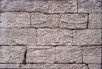 Les Peuples de la Mer, Bataille Navale de Ramsès III, Medinet Habu, 1195-64 av. J.-C. - Egyptian 20th Dynasty