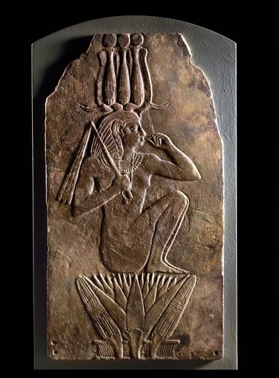 Plaque de Iuput II en tant que dieu-enfant émergeant de la fleur de lotus - Egyptian 23rd Dynasty